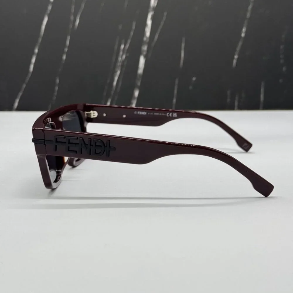 NEW FE40091U 69A FENDI BORDEAUX GREY SQUARE MEN FENDI SUNGLASSES - Picture 7 of 11